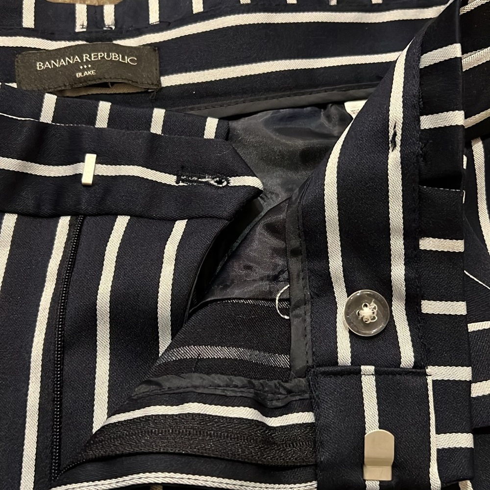 Banana Republic Blake Blue and White Striped Cropped Pants Womens size 10 - Picture 5 of 10